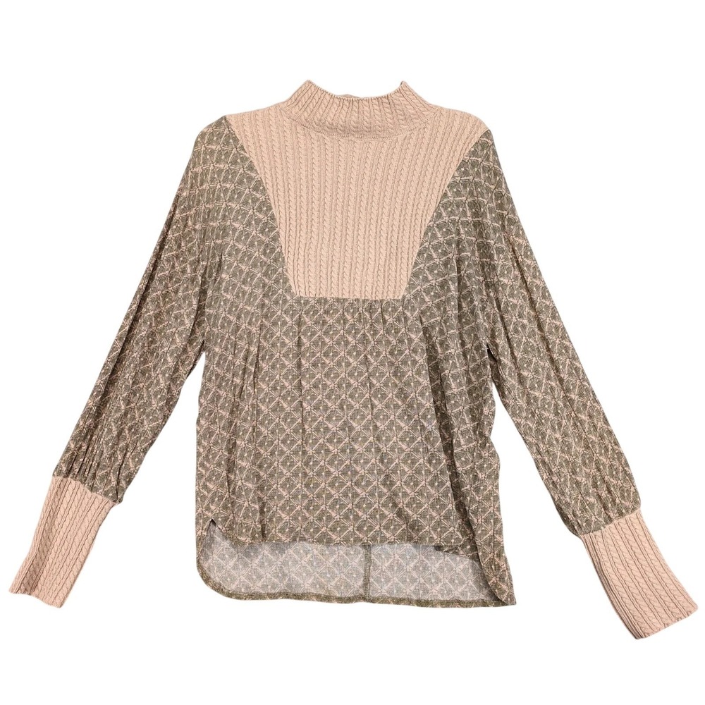 Gimmicks By BKE Cable Knit & Flowy Tunic Blouse‎ Womens M Metallic High Low Top